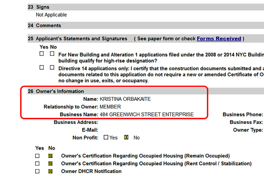 Скриншот: сайт департамента строительства Нью-Йорка