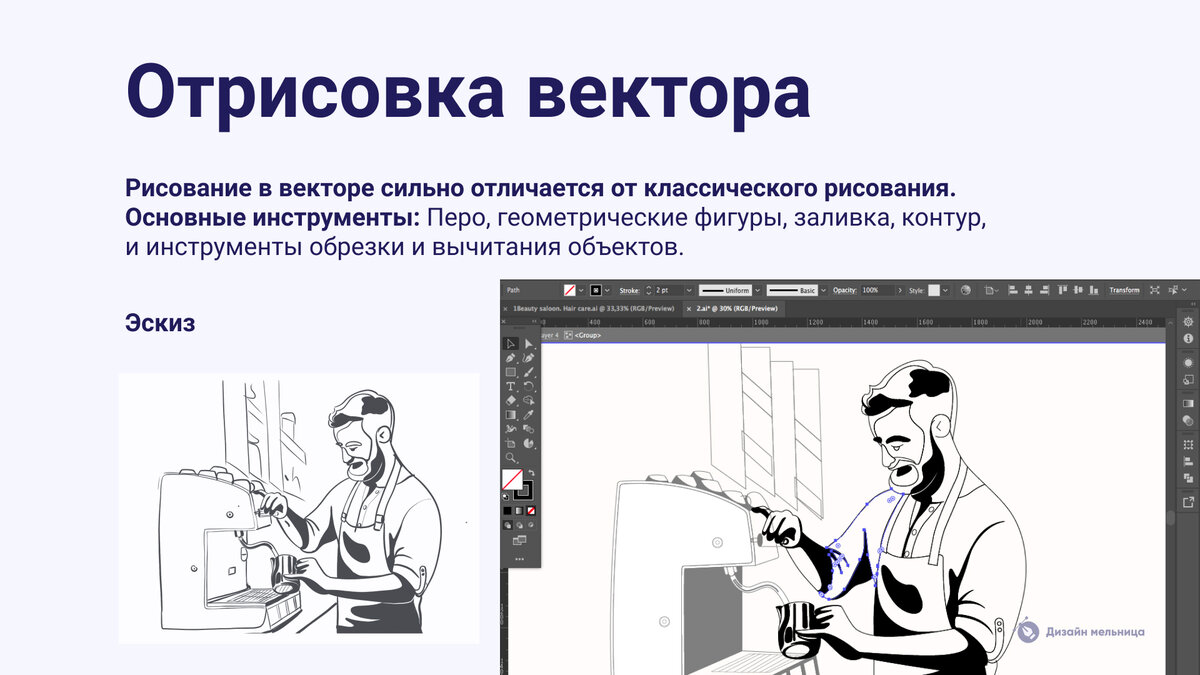 Как рисовать векторные иллюстрации. Три основных шага. | Дизайн Мельница |  Дзен