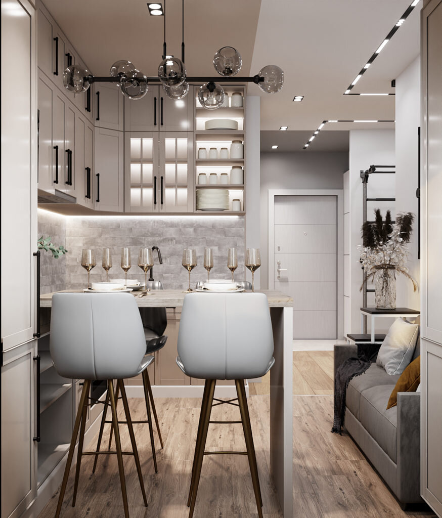 Теплые оттенки и мягкие акценты. Уютная квартира в бежево-серой гамме