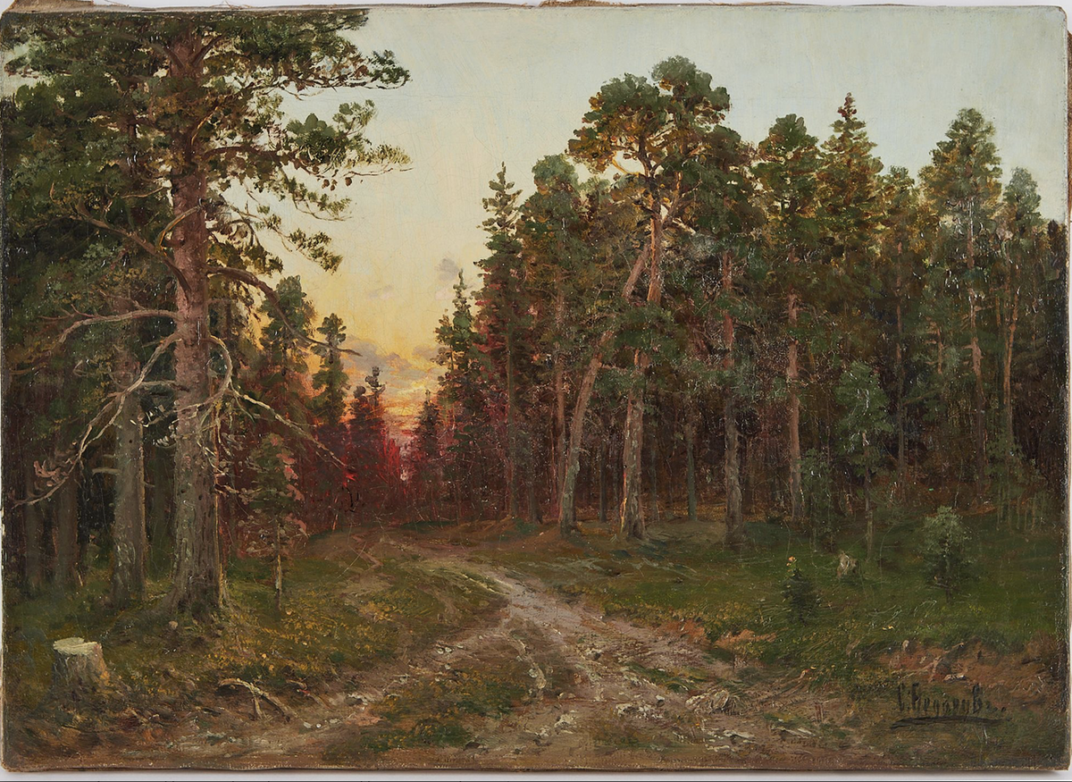 ФЁДОРОВ Семён Фёдорович (1867–1910) Закат в сосновом лесу. Конец XIX — начало XX века Холст, масло. 36 × 50
