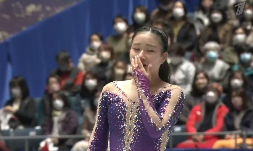 Мана Кавабе. Произвольная программа на Гран-при Японии. Источник фото: YouTube канал Первого канала.