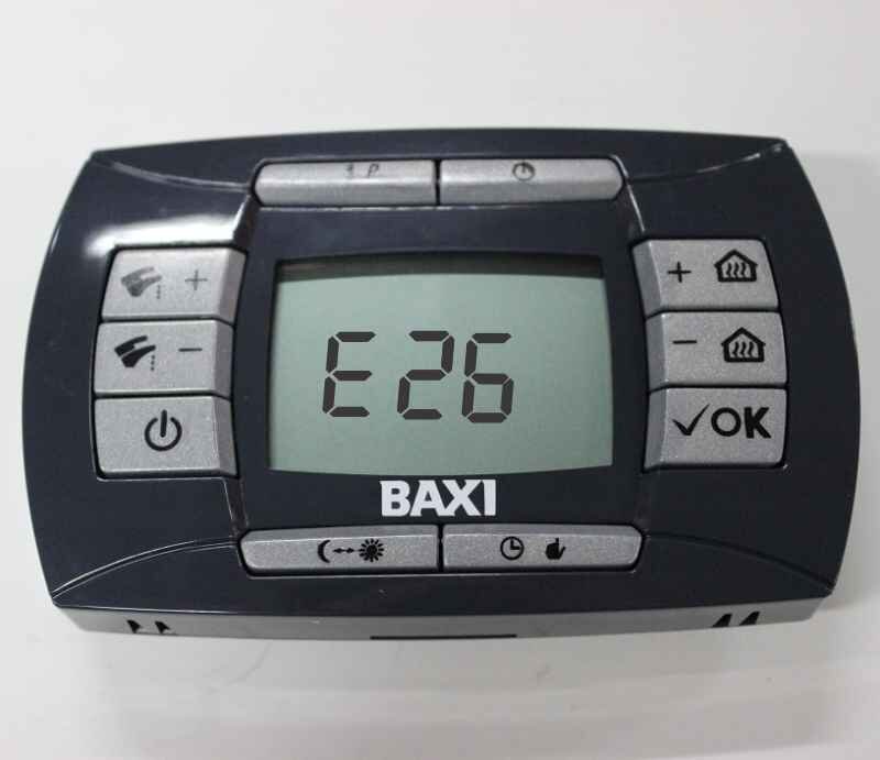Ошибка е26 на панели управления газовым котлом Baxi LUNA 3 comfort