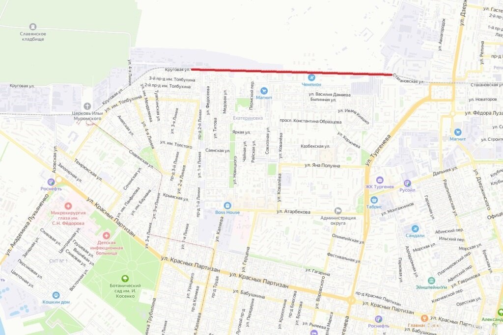 гор краснодар ул. краснодар ул. развязка краснодарское кольцо. улица красных партизан краснодар на карте. маршрут 73 киров на карте.