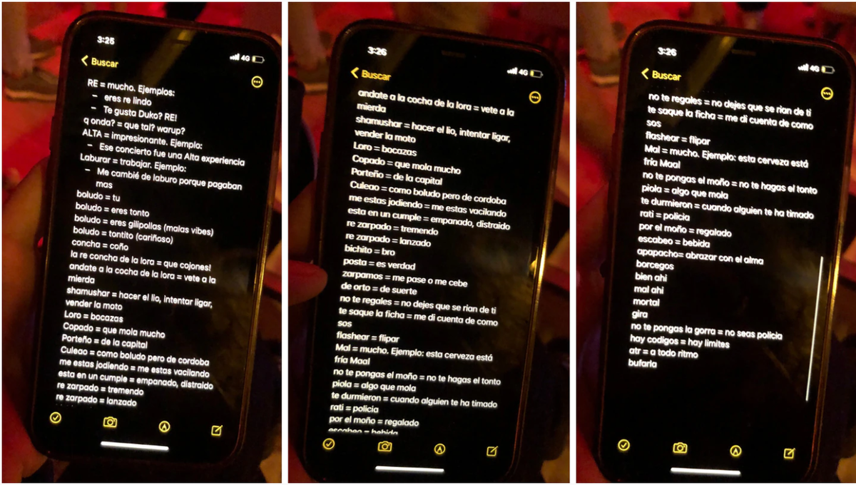Фотографии того самого самодельного идиоматического словаря, который испанец составил во время своего пребывания в Аргентине. 