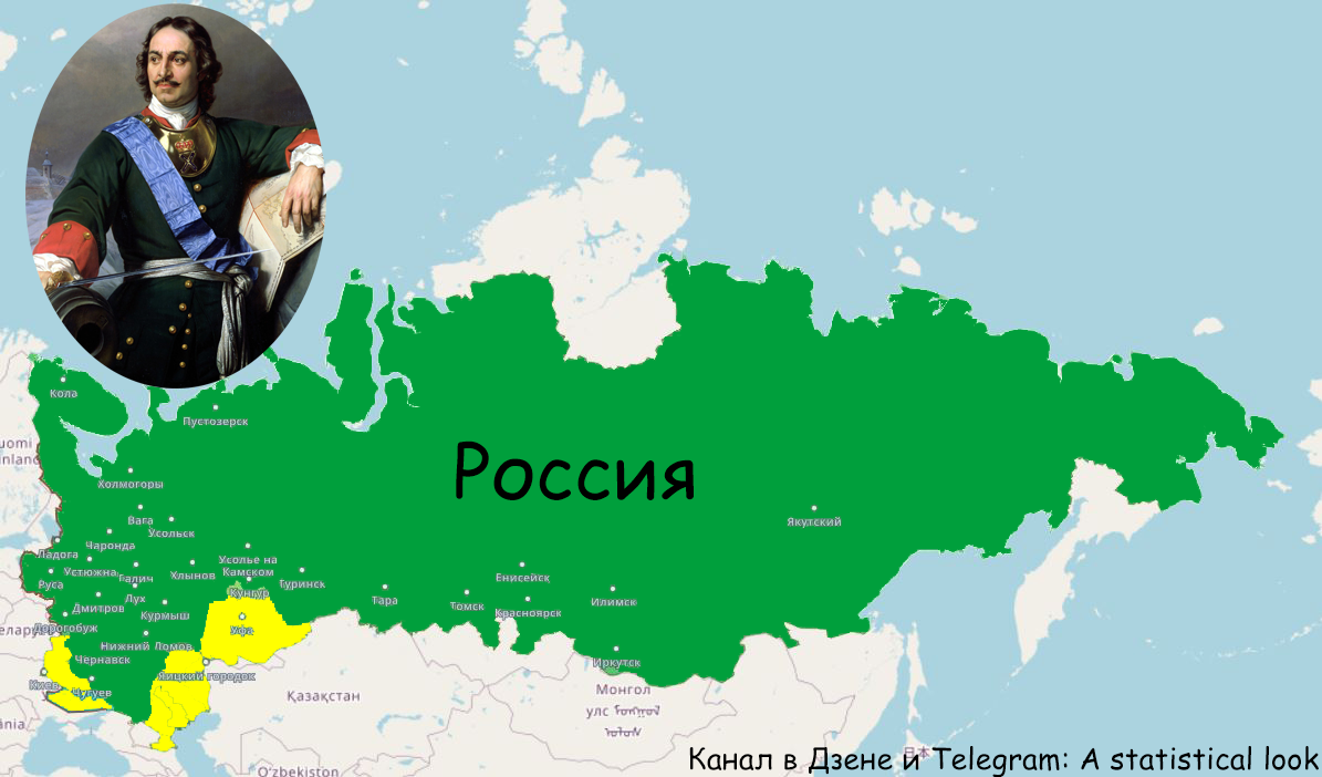 Карта россии петр 1