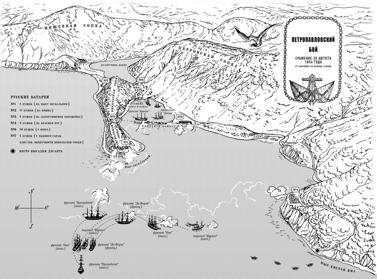 Оборона петропавловска 1854 карта