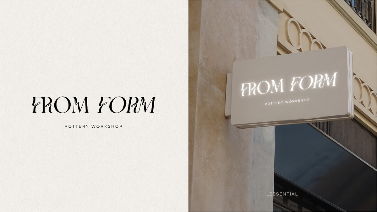 Так, идею студии гончарного мастерства FromForm мы передали с помощью шрифтового логотипа. Подобрали волнообразный, пластичный и в то же время элегантный шрифт, который символизирует мягкость, гибкость глины и подчеркивает премиальный статус бренда, тем самым привлекая женскую целевую аудиторию.
