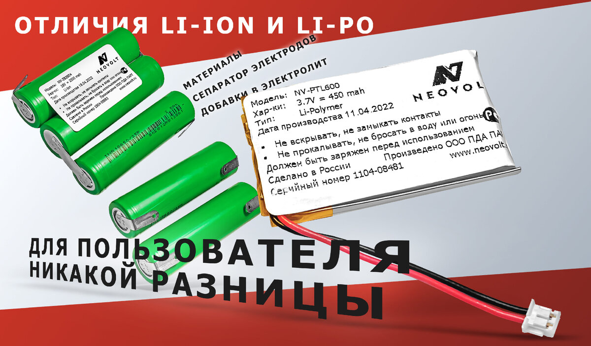 Li-Pol или Li-ion: какие отличия и что лучше? | NEOVOLT | Дзен