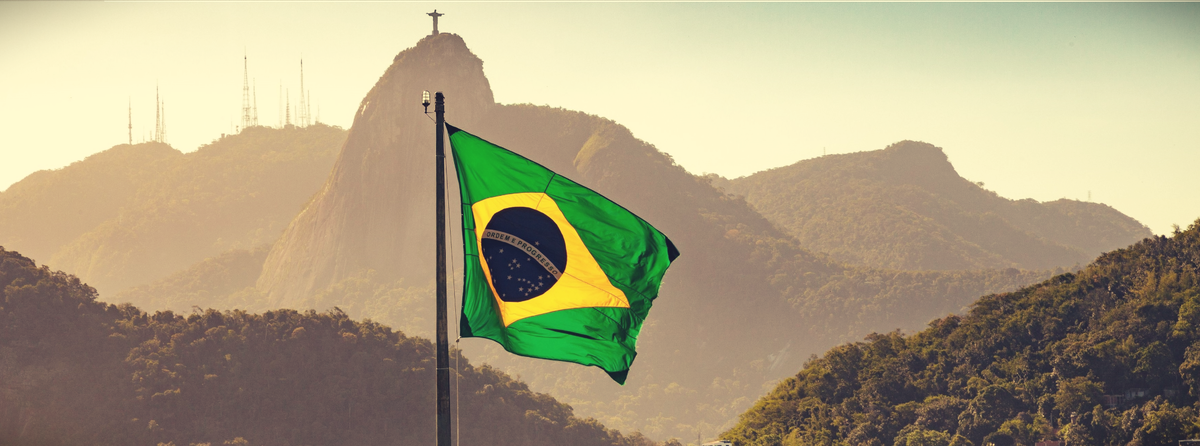 Флаг Бразилии. Зеленый цвет символизирует бескрайние тропические леса. Желтый - запасы золота. Созвездия в синем круге изображают штаты Бразилии. Лозунг в центре - "Ordem e Progresso", что в переводе обозначает "порядок и прогресс".