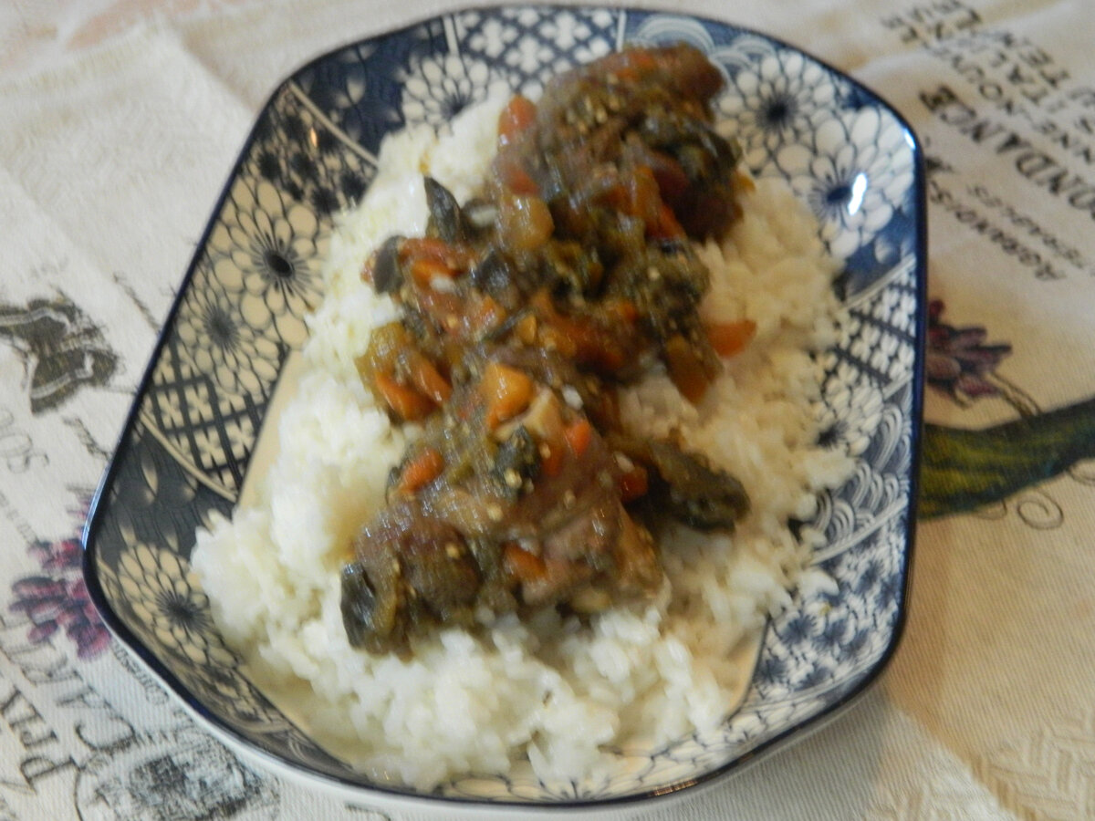 Овощное рагу с бараниной и рисом