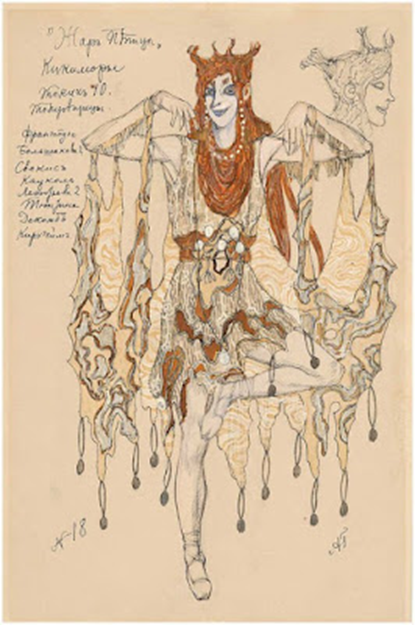 Александр Головин. Эскиз костюма Кикиморы для балета «Жар-птица» Игоря Стравинского. 1910 г.