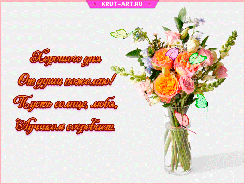 Хорошего дня от души пожелаю! Пусть солнце любя, лучиком согревает.