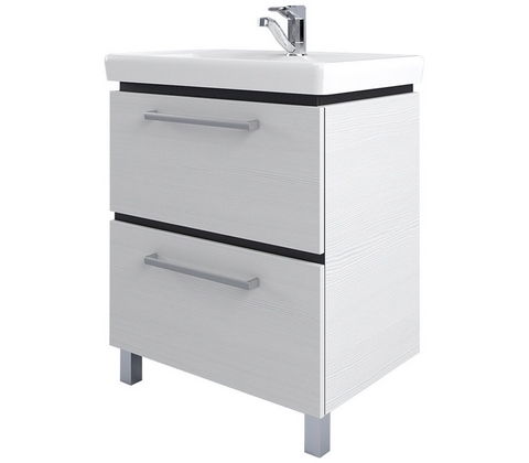 Размеры: ширина - 56,4 см, высота - 70,1 см, глубина - 44 см. Цвет: дуб сомерсет, венге. Материалы: корпус - ДСП, фасад - ДСП. Прямоугольная напольная тумба под раковину с закрытым фасадом. Позволяет скрыть коммуникации и дополнить дизайн ванной комнаты. Оснащена 2-мя выдвижными ящиками. Верхний ящик с разделением пространства. Направляющие скрытого монтажа с функцией доводчика. Тумба изготовлена из влагостойких материалов. Загрязнения легко удаляются с глянцевой поверхности. Размеры упаковки: 60х44х70,1 см. Вес: 21 кг. Гарантийный срок: 3 года. Производство: Россия.