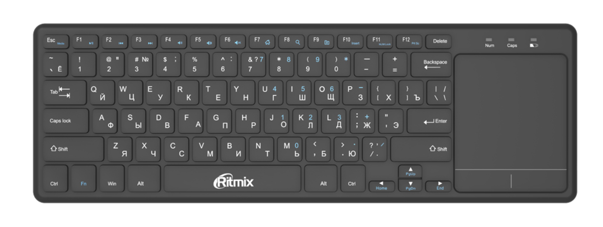 Bluetooth клавиатура c тачпадом Ritmix RKB-350BTH  с поддержкой мультитач жестов