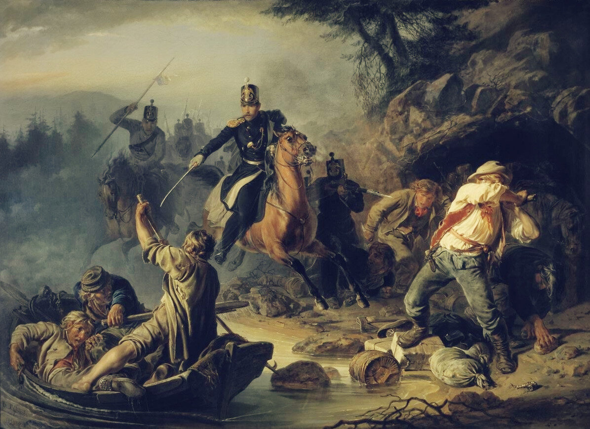 В. Худяков, "Стычка с финскими контрабандистами", 1853 г.