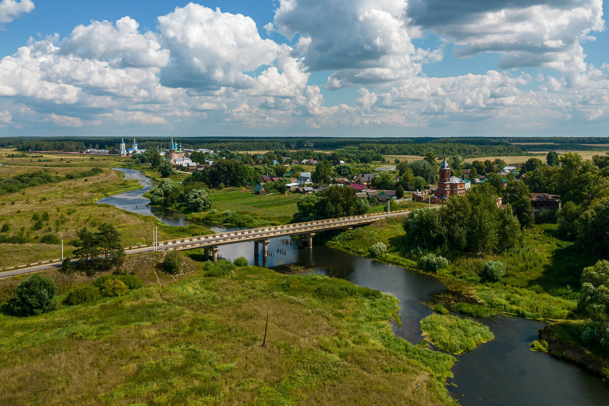 Вид из села Горицы на Успенский Дуниловский монастырь и Благовещенский собор 