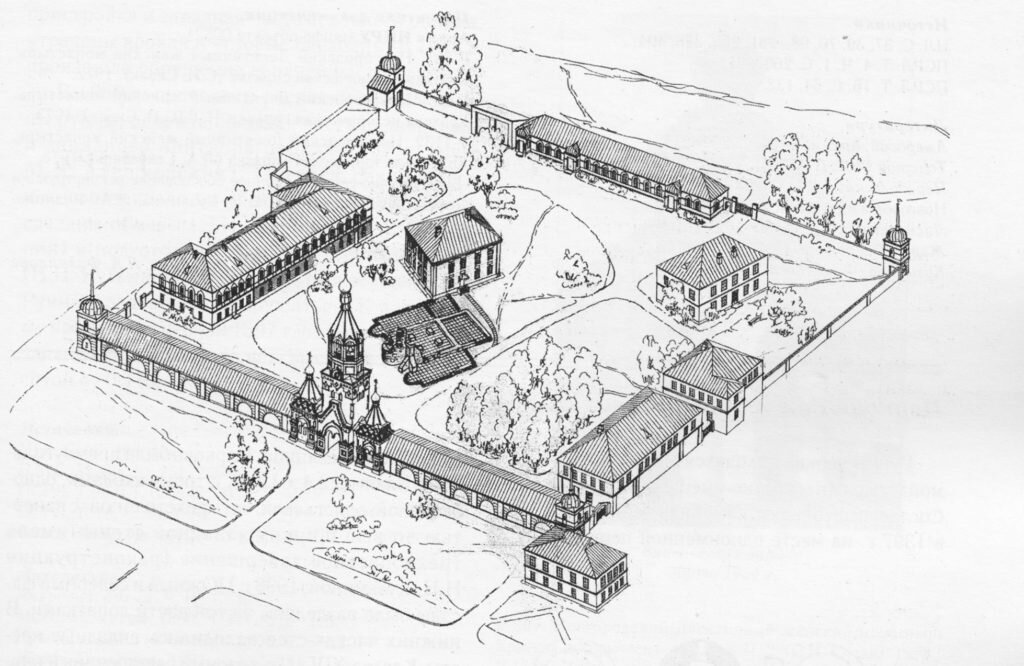 План построек монастыря. Из кн. Архитектурное наследие Великого Новгорода и Новгородской области. Под редакцией М.И. Мильчика. СПб, 2008