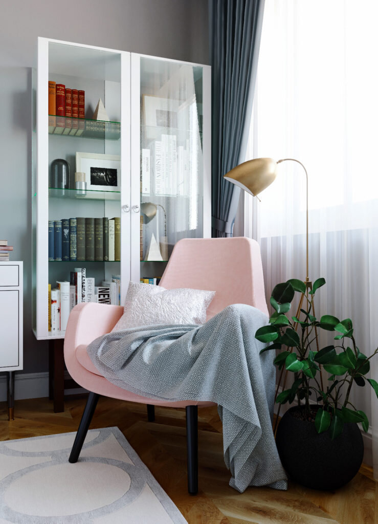 Сканди двушка с элементами классики. Уютный интерьер для семьи из двух человек