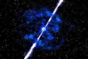 Художественная иллюстрация гамма-всплеска (NASA/Zhang & Woosley