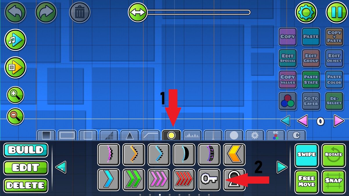 1 - вкладка, 2 - ключ.