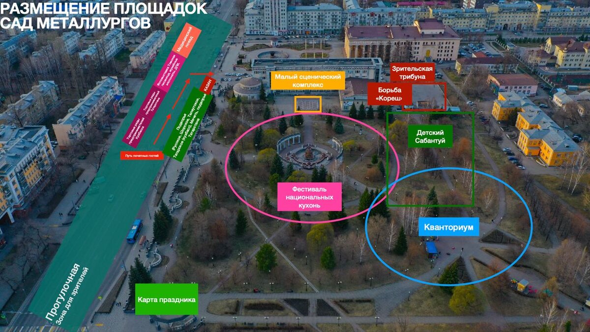 размещение площадок в Саду Металлургов