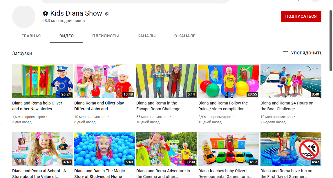 ✿ Kids Diana Show канал на YouTube