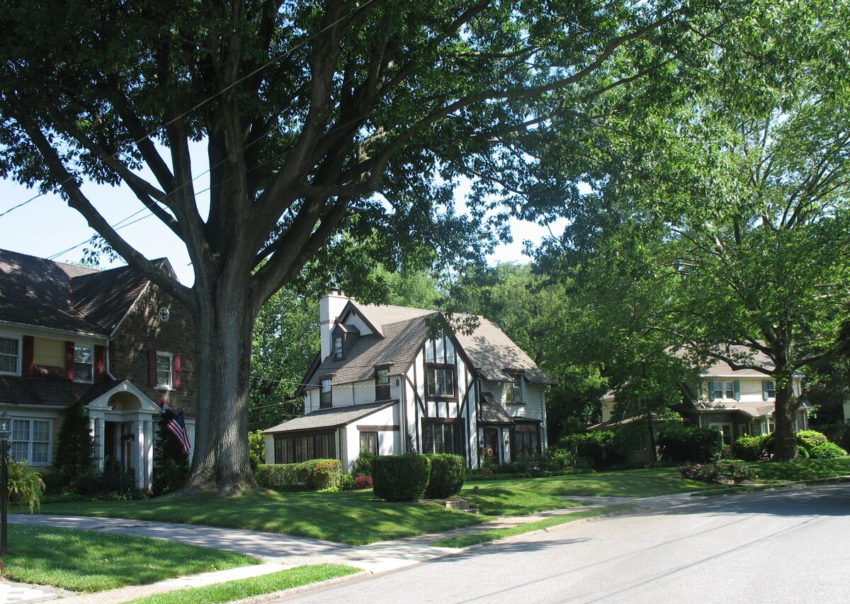 Вот на такой улице могли бы жить наши герой. Элкинс-Парк, Пенсильвания. 
