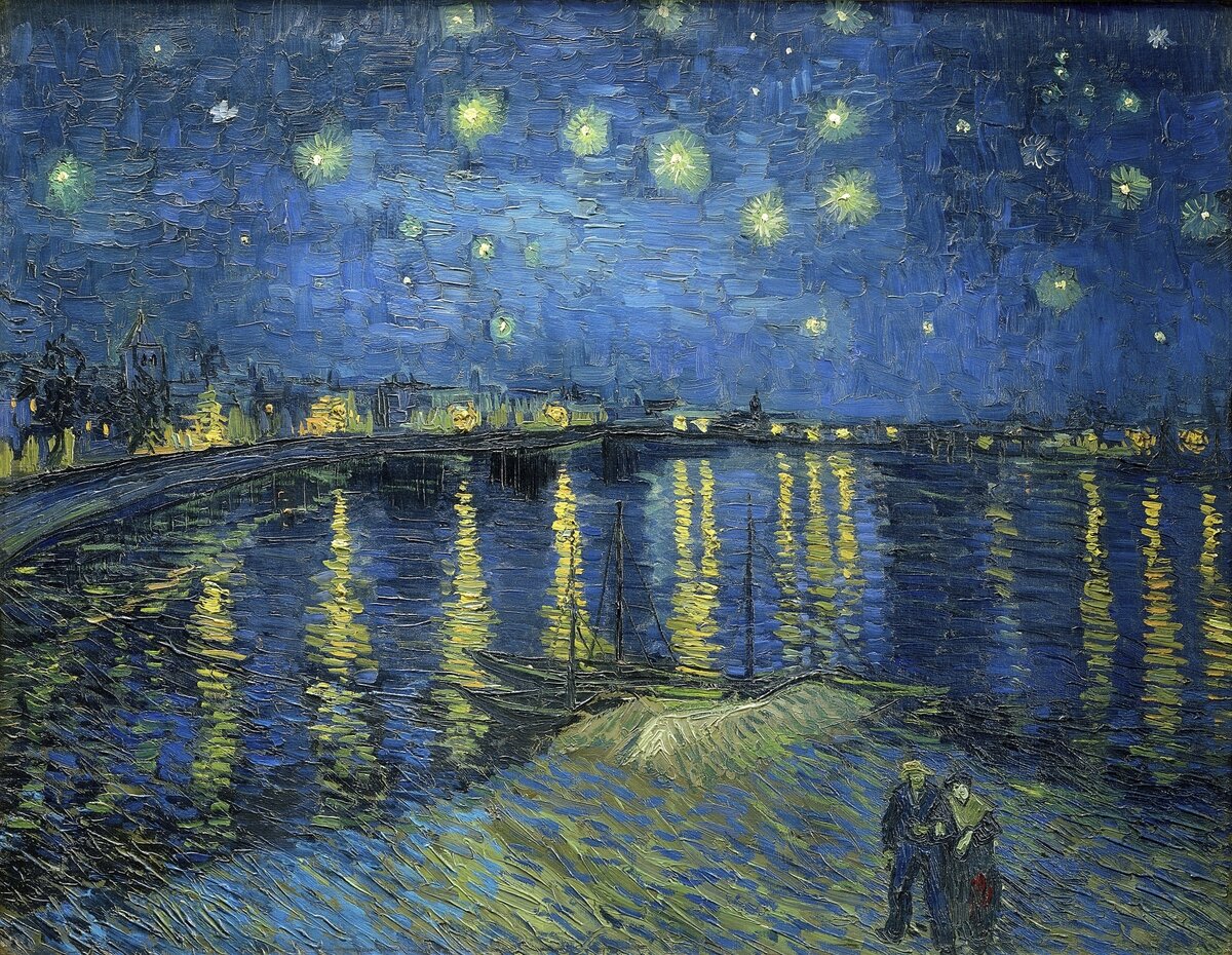 Vincent van Gogh's Starry Night Over the Rhone (1888) famous landscape painting. Original from Wikimedia Commons. Digitally enhanced by rawpixel. Источник: rawpixel.ru