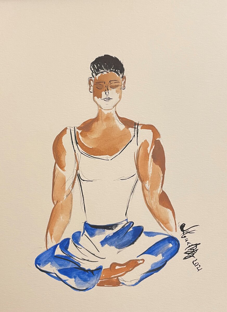 Аваков Владимир автор акварель "Автопортрет" 2021