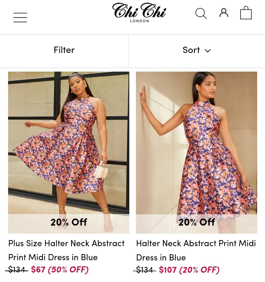 Стоимость платьев ChiChi London на официальном сайте бренда.