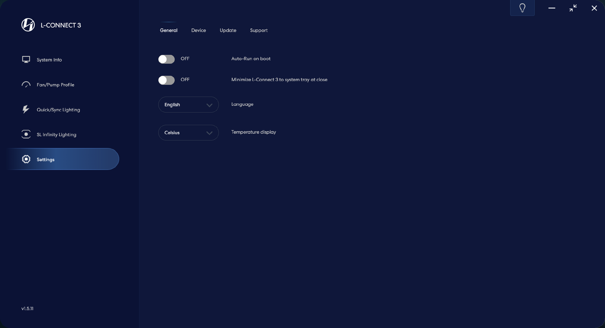 Настройки программы L-Connect 3