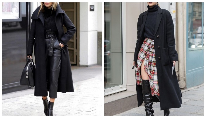Как стильно носить черное пальто
