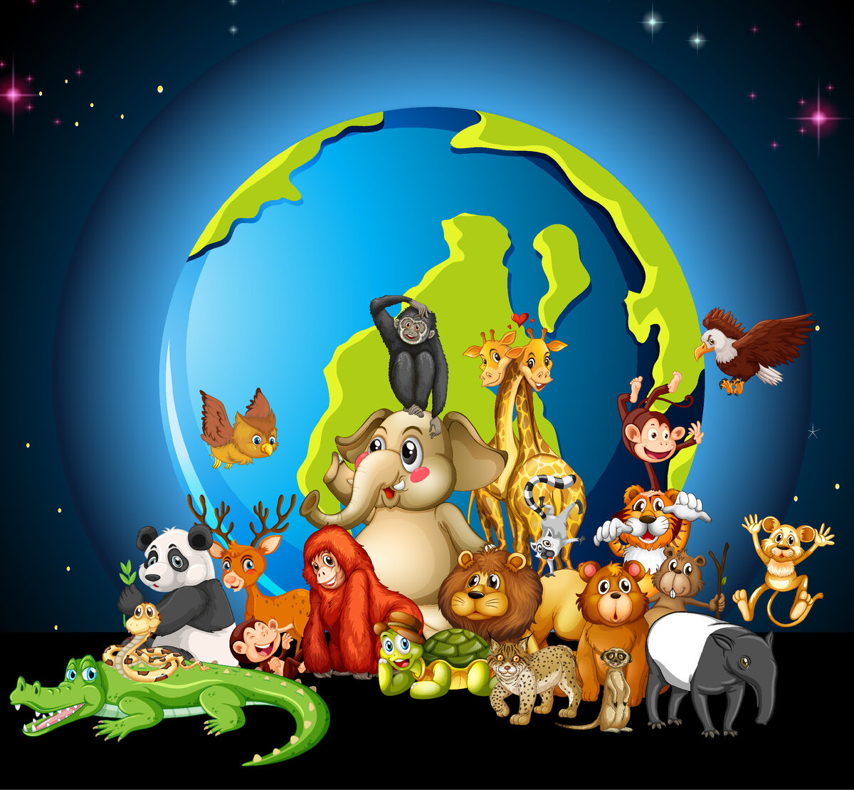 https://www.freepik.com/free-vector/many-animals-round-world-white_5288847.htm / Image by brgfx</a> on Freepik