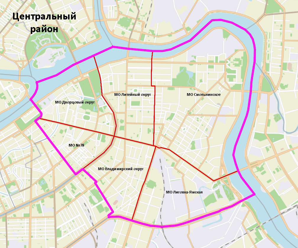 Санкт петербург вн тер г муниципальный округ. Центральный район Санкт-Петербурга на карте. Муниципальные округа центрального района СПБ. Границы центрального района Санкт-Петербурга. Границы центрального района СПБ.