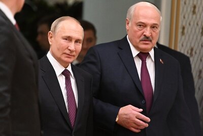    Президент РФ Владимир Путин и президент Белоруссии Александр Лукашенко ©Павел Бедняков РИА Новости