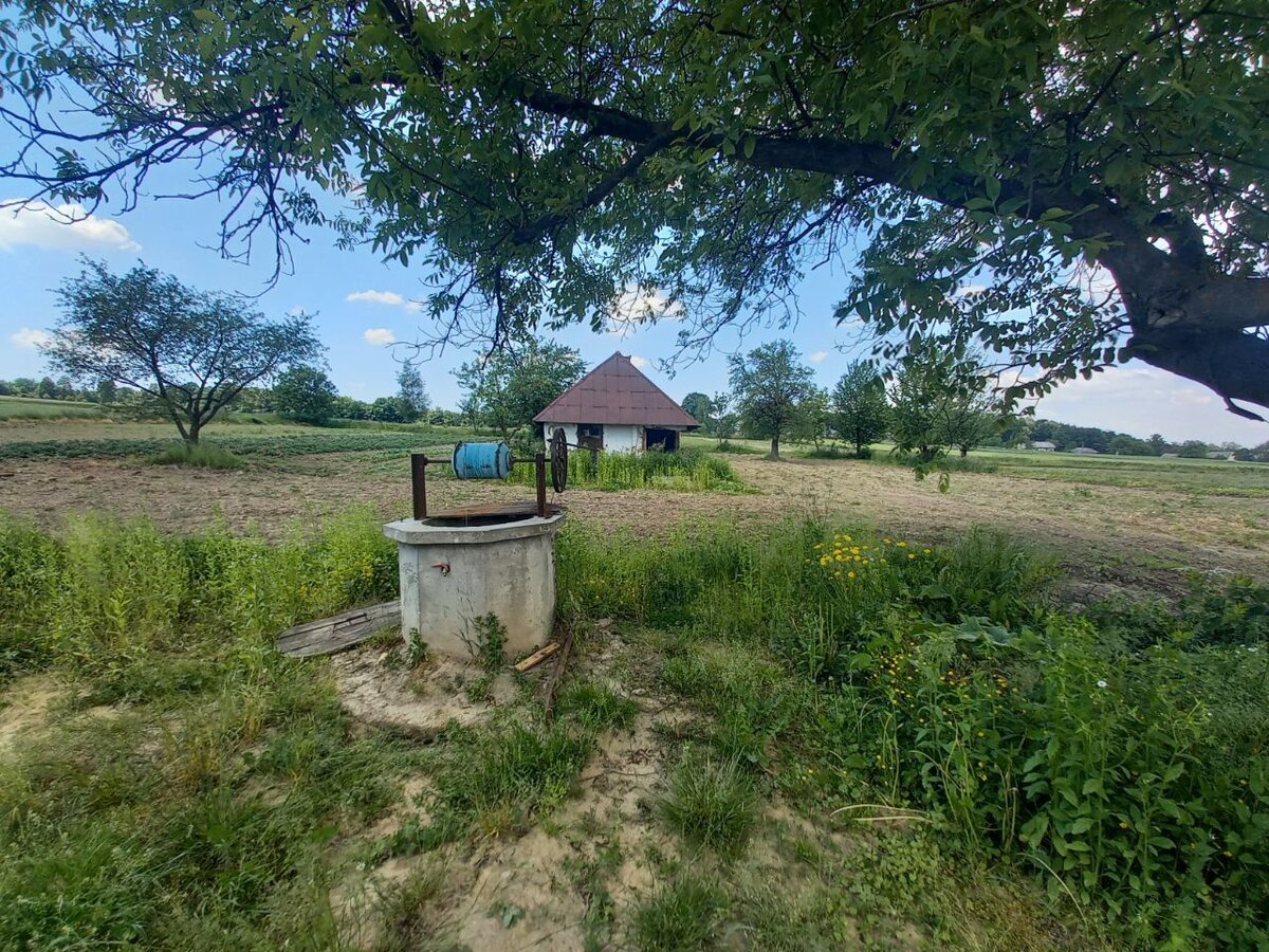 А это вид на соседский дом со стороны родительского дома. Впереди колодец