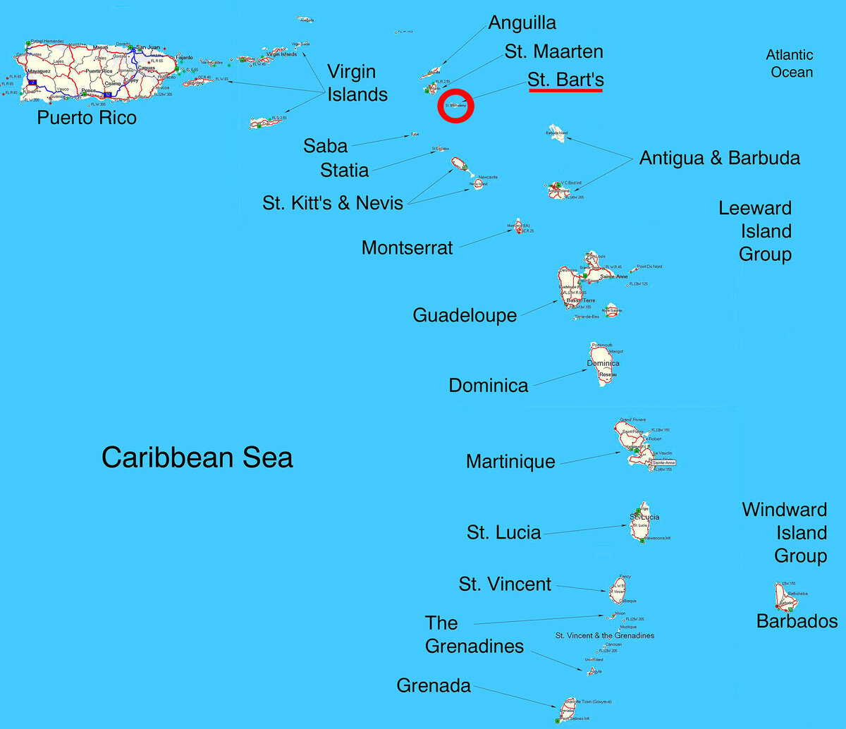Карибы Карибские острова карта
