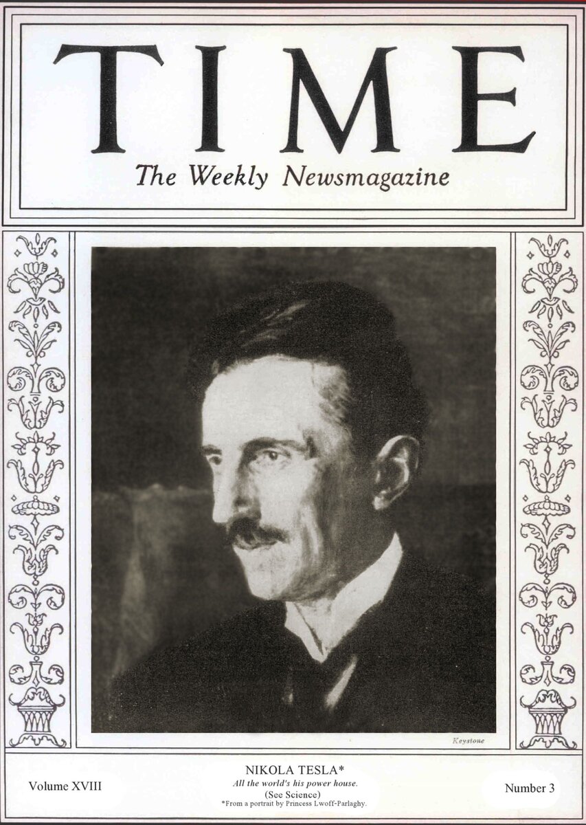 Фото: Никола Тесла на обложке журнала Time, 1931 год