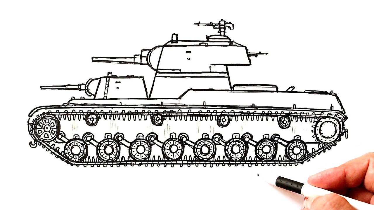 Учимся рисовать танк Т-34 и Т-34-85 карандашом поэтапно