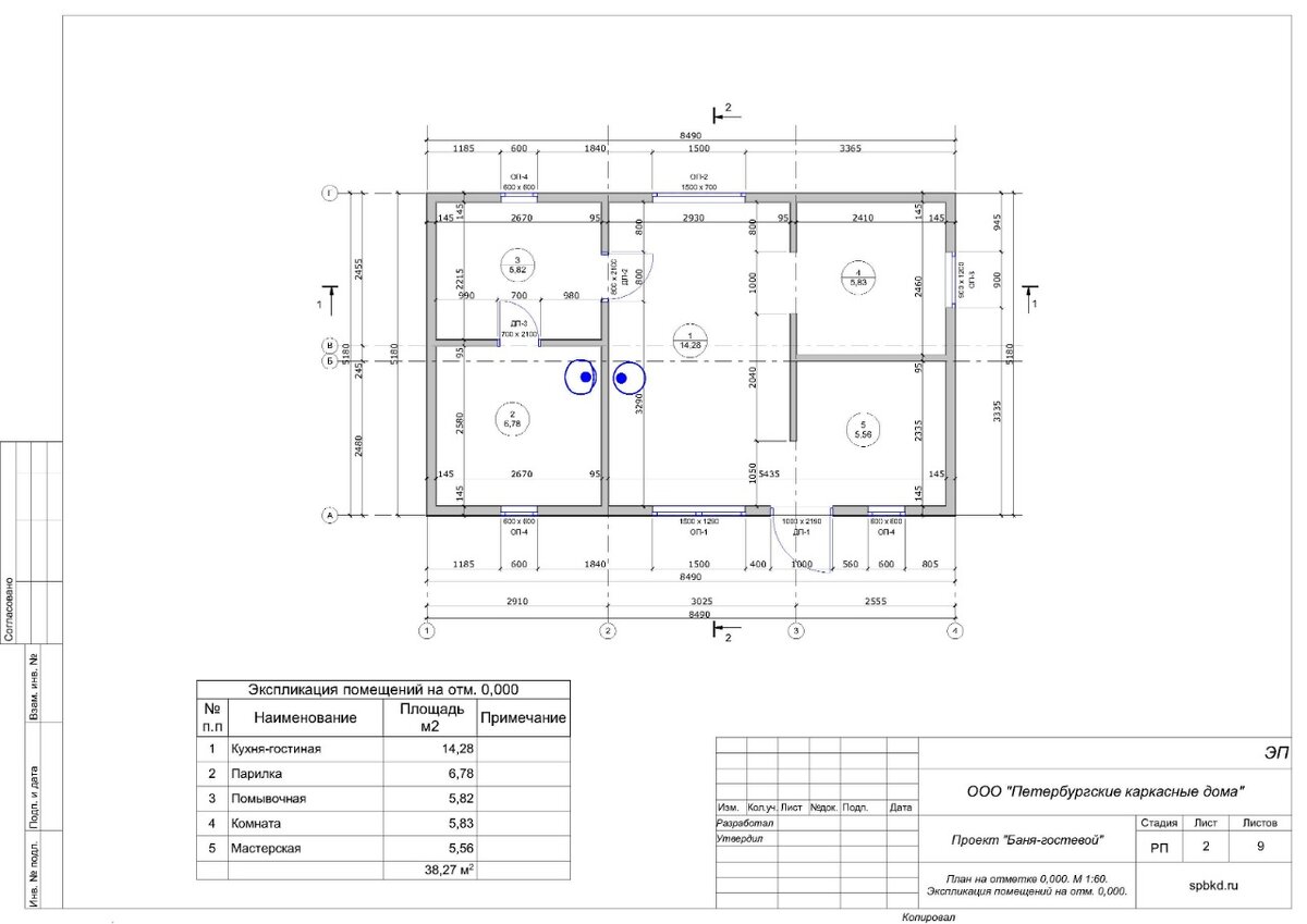 Проект одноэтажного каркасного дома