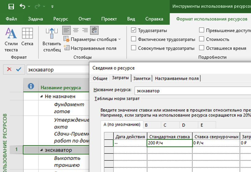 Рассмотрим еще такую ситуацию. Пусть на этапе отслеживания хода выполнения проекта изменились расценки на один из видов работ. Посмотрим, как нам про это просигнализирует Метод Освоенного Объема.