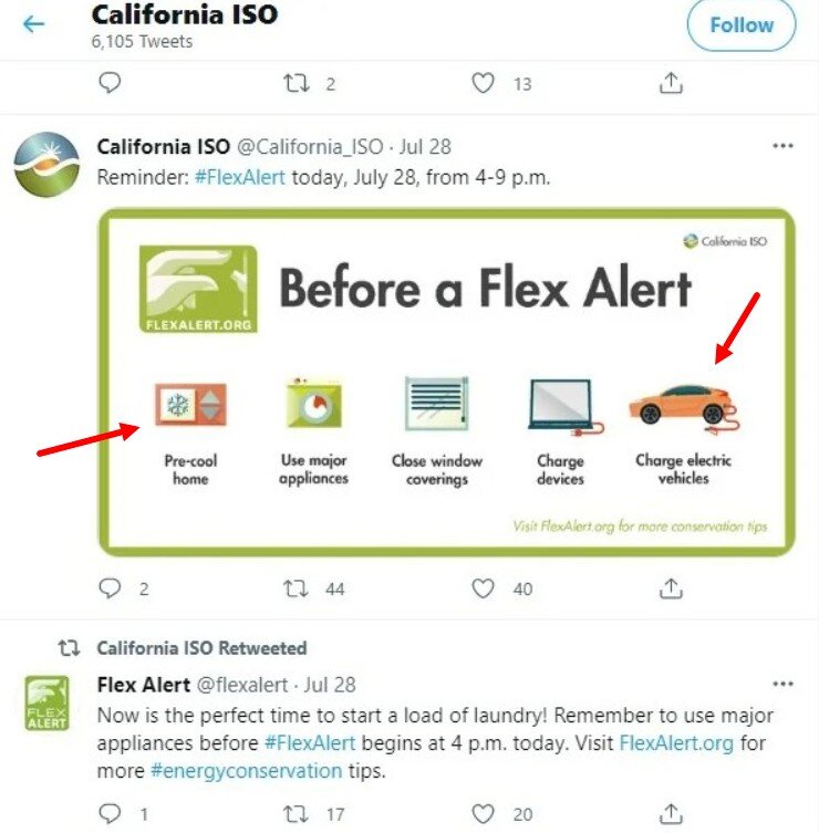 Разумеется, когда энергии переизбыток, пользоваться можно всем без ограничения. Вот только в этом проблема, энергии может быть как недостаточно, так и с избыточной генерацией. Более 40 миллионов калифорнийцев в прямой зависимости от возобновляемой электрогенерация, доля которой в Калифорнии колеблется от 30 до 52% и находится в  зависимости от погодных условий.