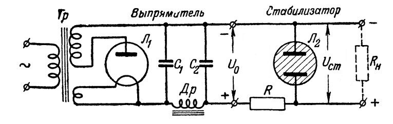 Схема стабилизатора на лампе с холодным катодом