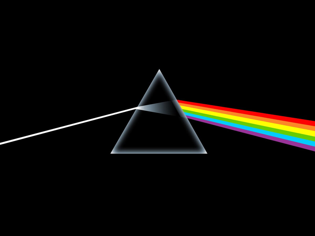 Обложка альбома The Dark Side of the Moon британской группы Pink Floyd, наглядно представляющая явление световой дисперсии.