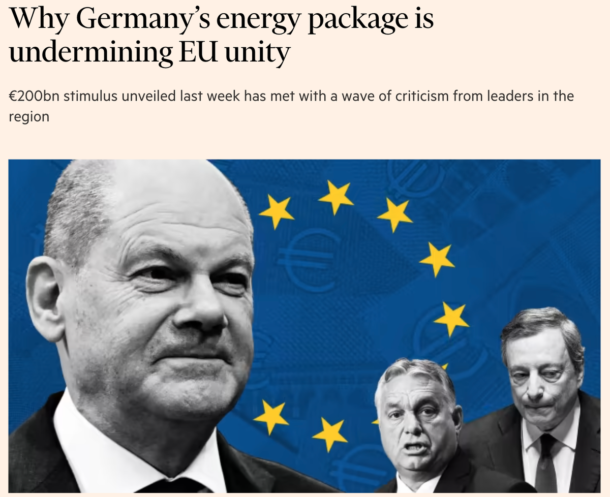 Financial Times: "Почему энергетический пакет Германии подрывает единство ЕС"