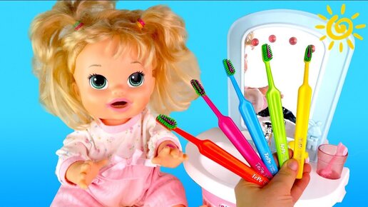 Learn Colors Finger Family Song Doll Morning Routine