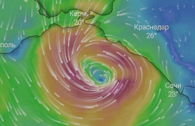 Мезоциклон "Зарема" в акватории Черного моря. Источник: 360tv.ru