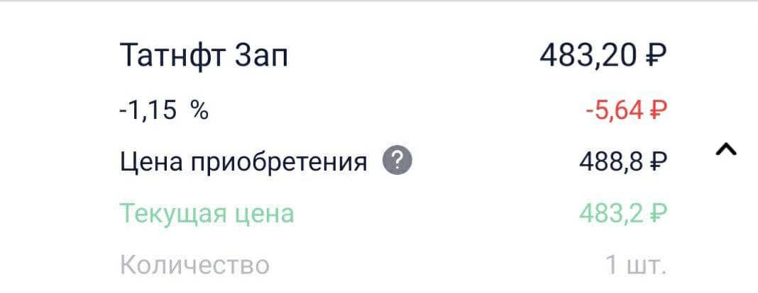 Купил 1 лот привилегированных акций Татнефти