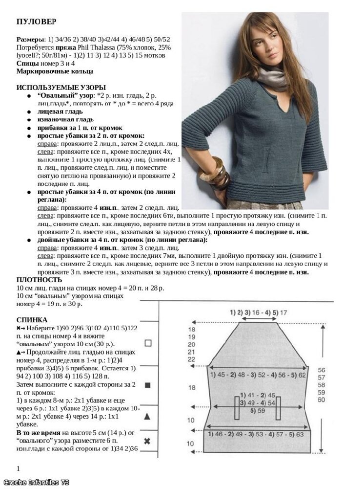Вязание спицами джемпера для женщин реглан сверху с описанием и схемами 52 размера