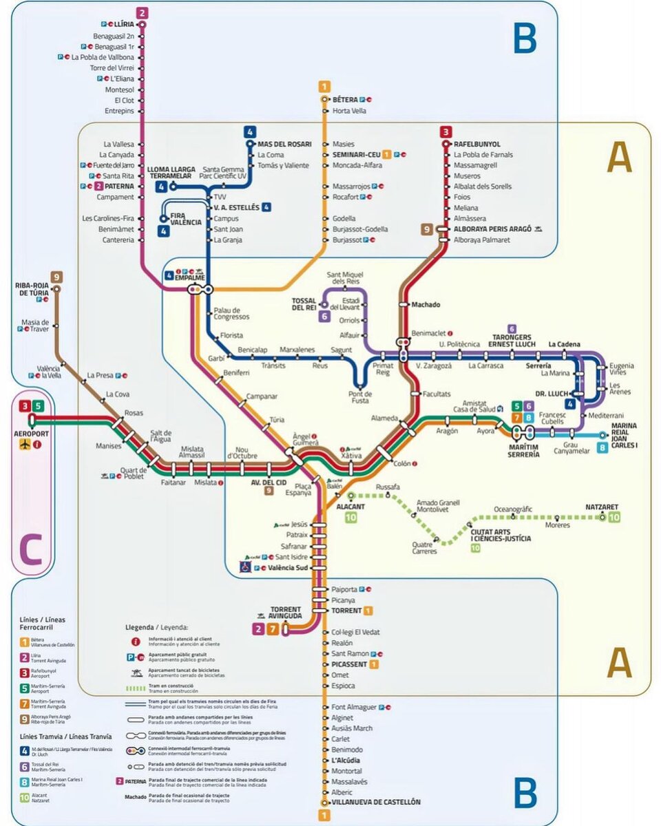 Карта метро валенсии